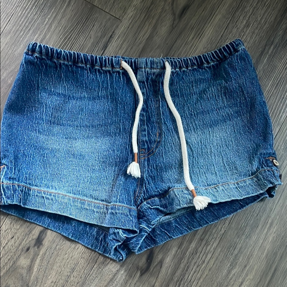 Roxy Dark Blue Jean Shorts with White Drawstring